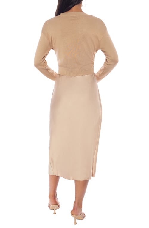 Tash And Sophie Satin Slipdress & Sweater In Multi