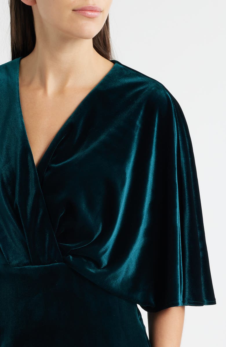 Eliza J Dolman Sleeve Velvet Sheath Dress, Alternate, color, Hunter