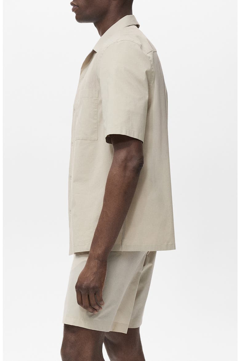Cotton Blend Camp Shirt, Alternate, color, BEIGE