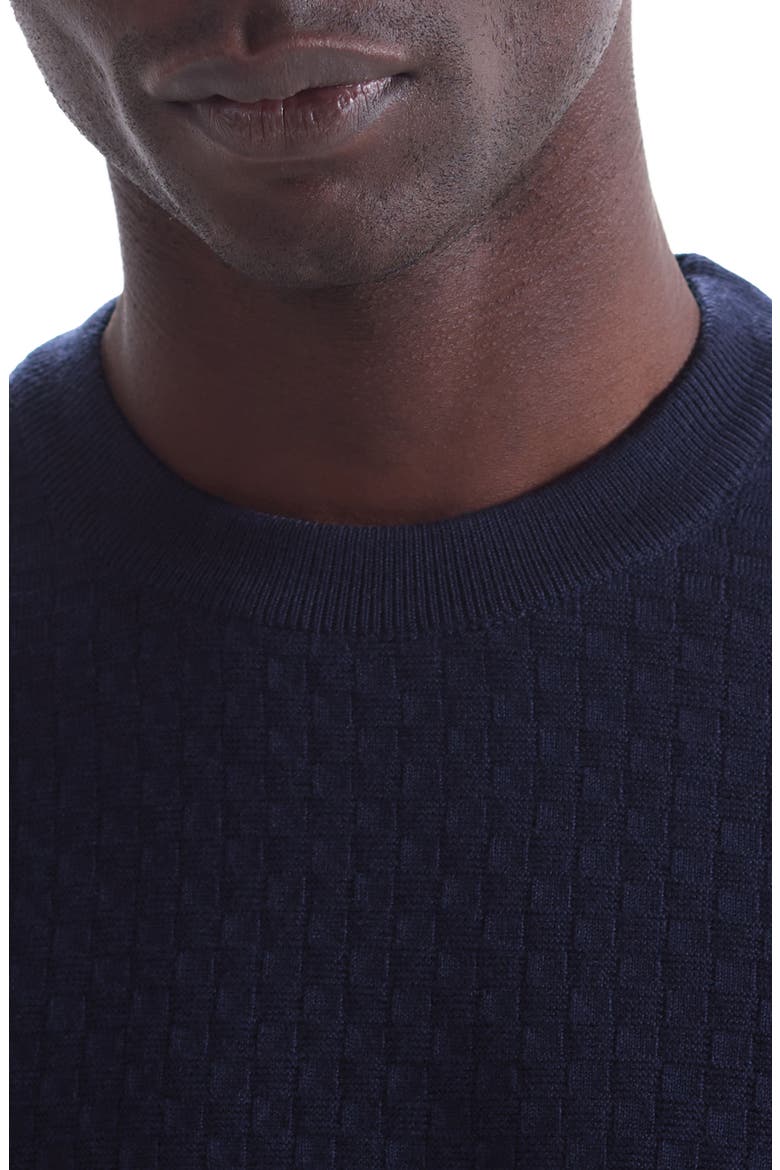 Basketweave Stitch Merino Wool Sweater, Alternate, color, NAVY