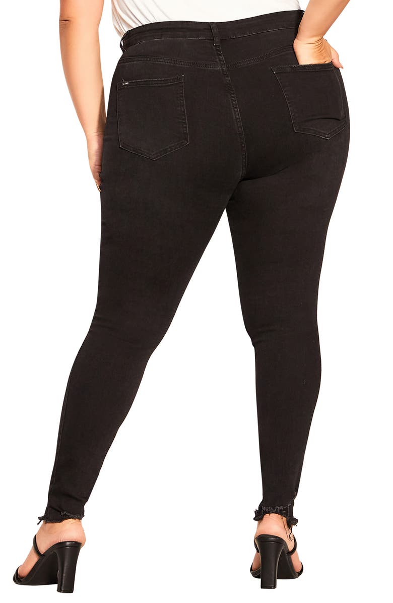 City Chic Asha Wild Rose Ripped High Waist Skinny Jeans, Alternate, color, 