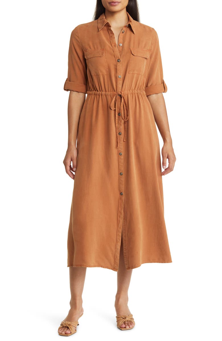 Caslon<sup>®</sup> Rolled Cuff Utility Shirtdress, Main, color,