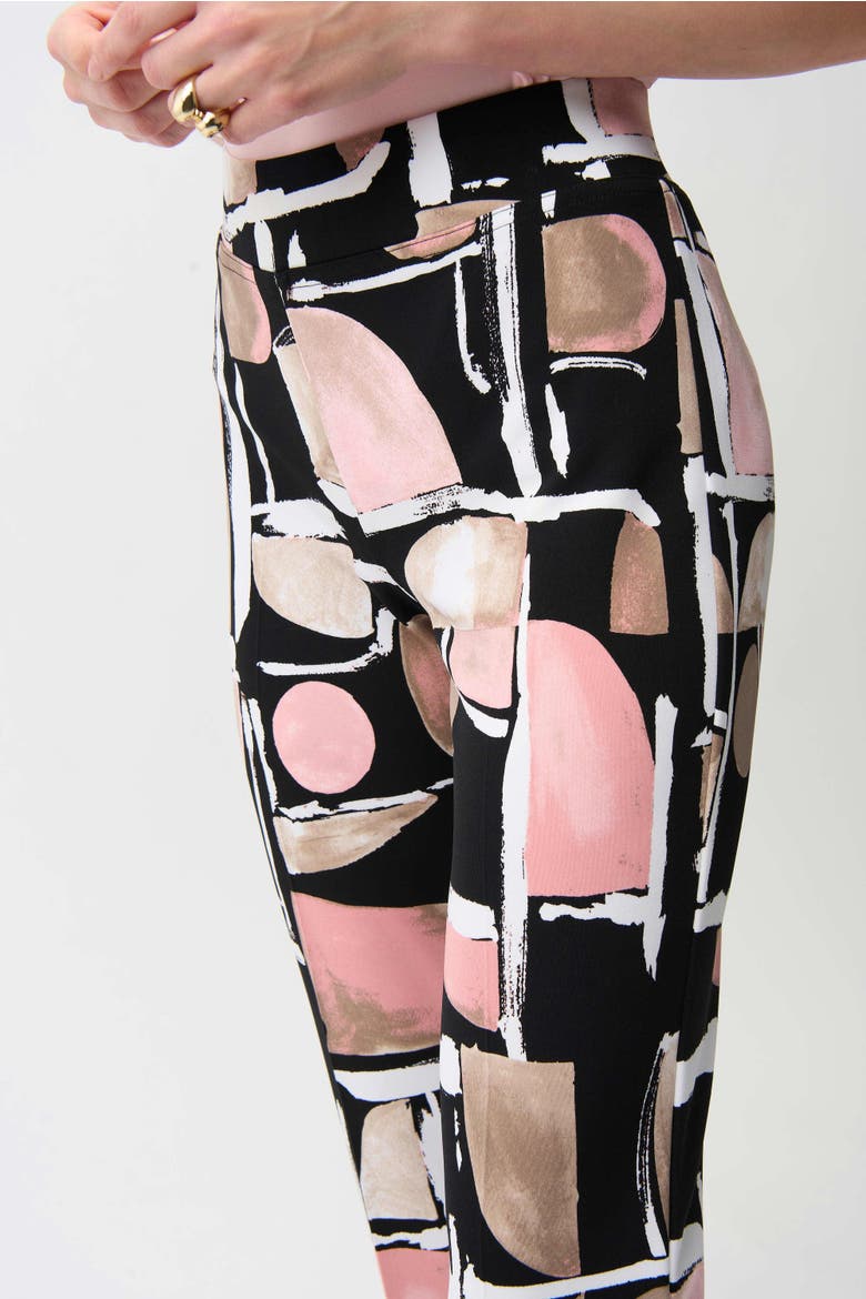 Silky Knit Abstract Print Straight Pull-On Pants, Alternate, color, Black/Multi