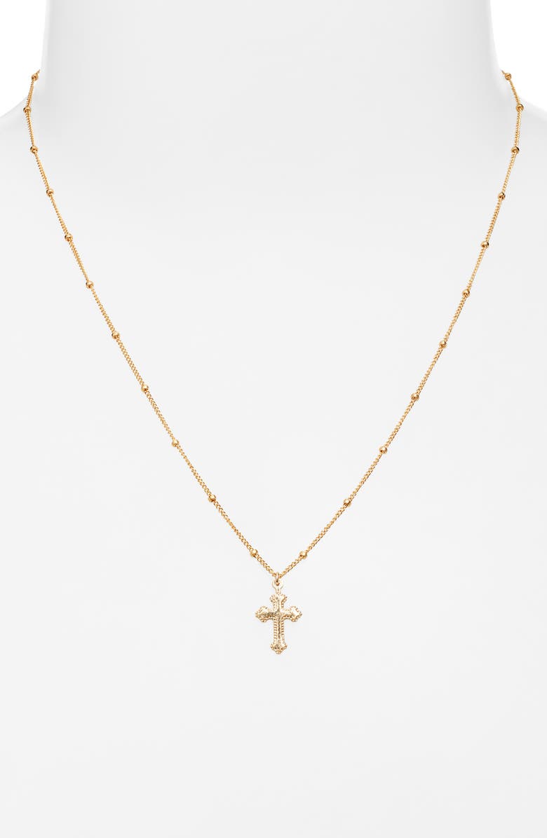 Set & Stones Archie Cross Pendant Necklace, Alternate, color, Gold