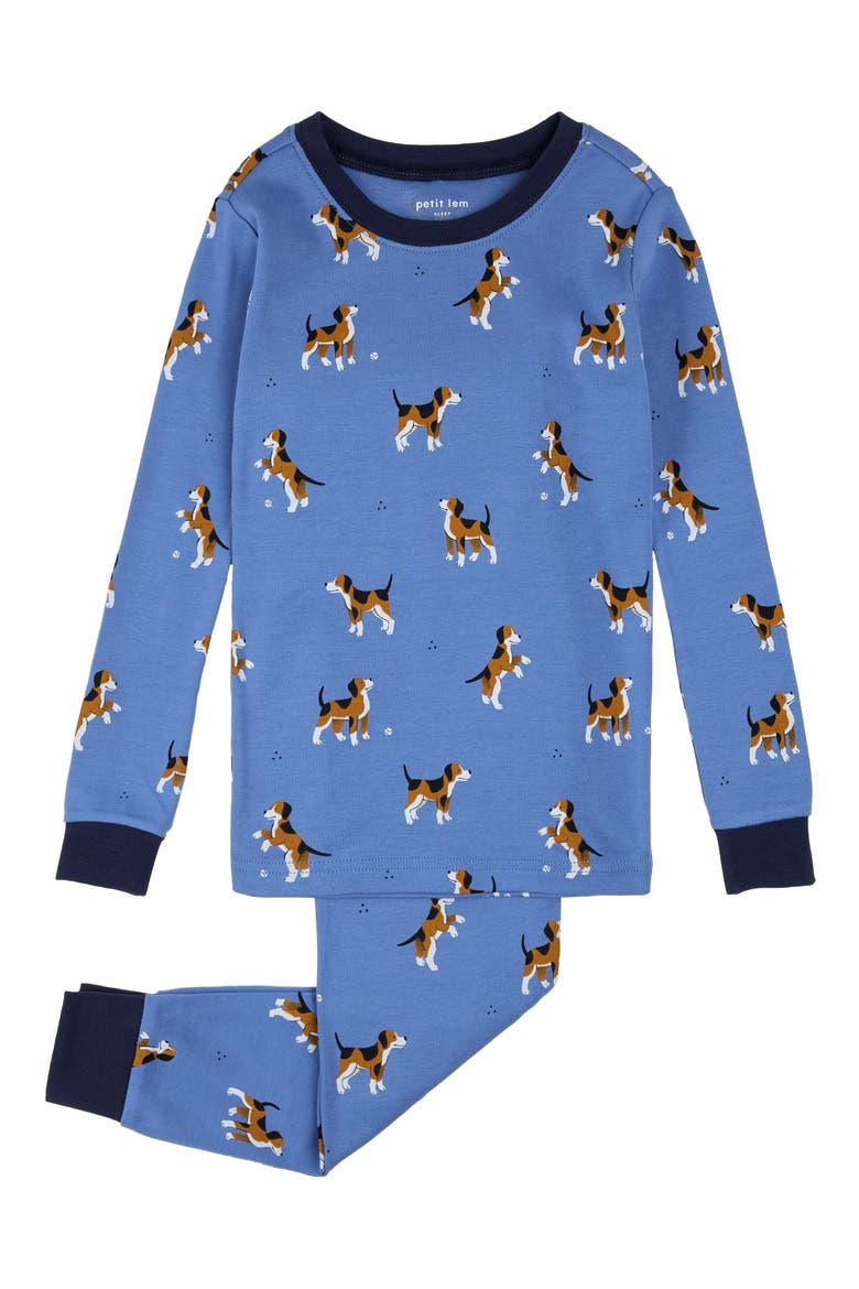 Kids' Fitted Two-Piece Organic Cotton Rib Pajamas, Main, color, BLUE