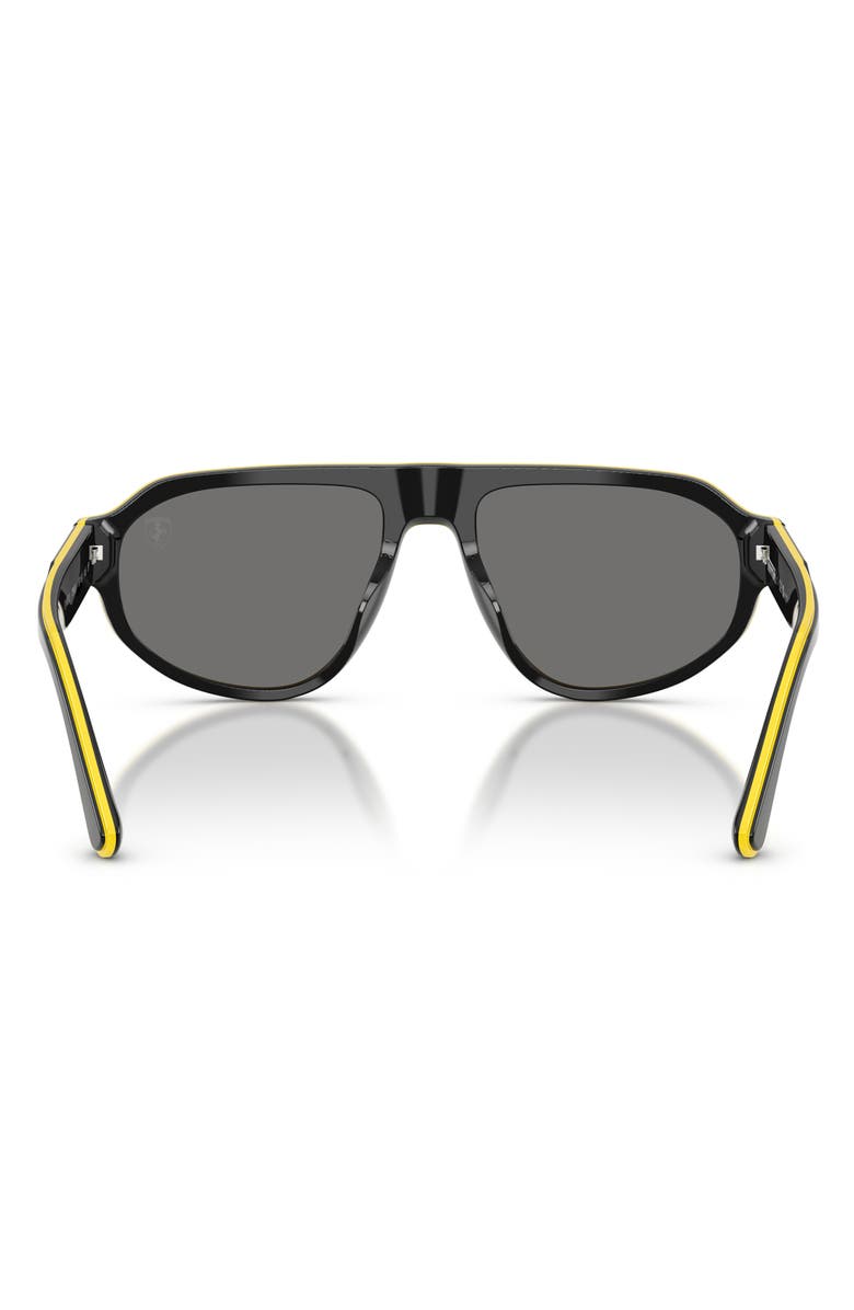 Scuderia Ferrari 57mm Polarized Irregular Sunglasses, Alternate, color, Black Shiny Yellow / Grey