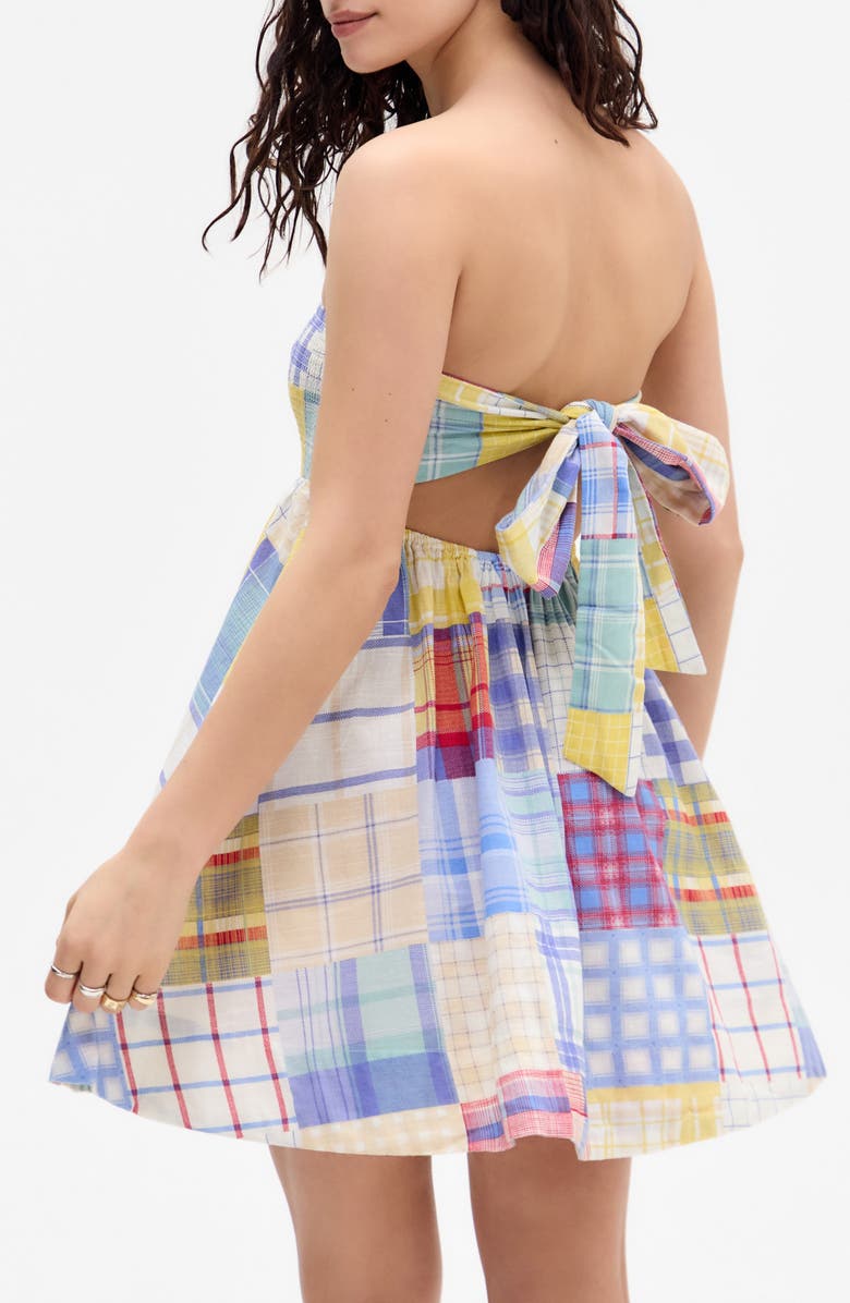 BDG Urban Outfitters Aurora Patch Smocked Minidress, Alternate, color, Blue