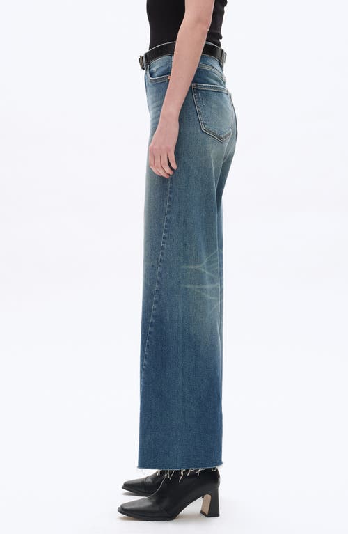 Bayeas High Waist Raw Hem Wide Leg Jeans In Blue