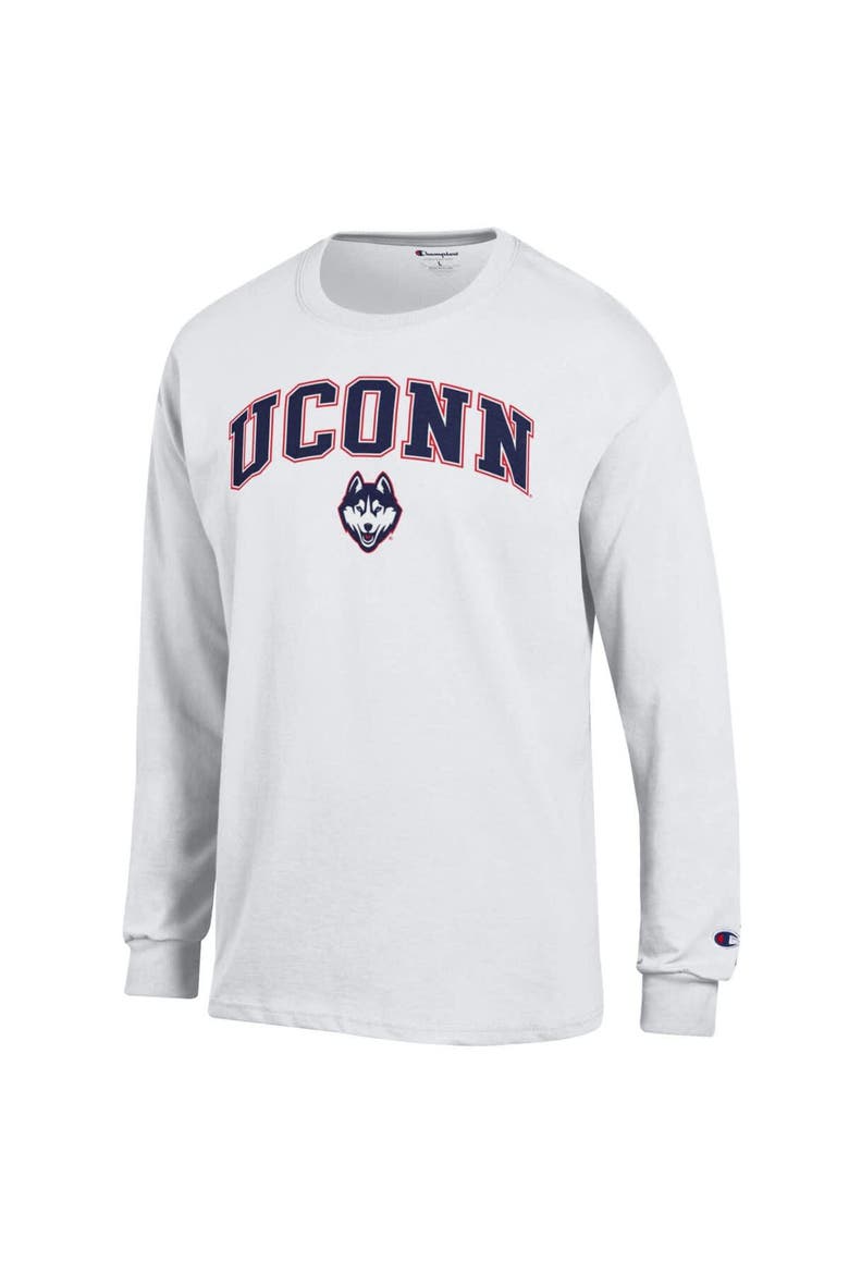 Men's Champion  White UConn Huskies Arch Over Logo Long Sleeve T-Shirt, Alternate, color, White