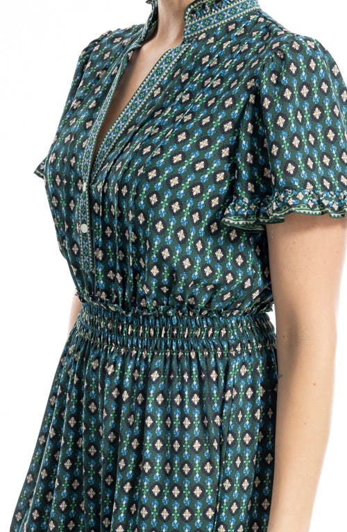 Max Studio Smocked Flutter Sleeve Maxi Dress In Green