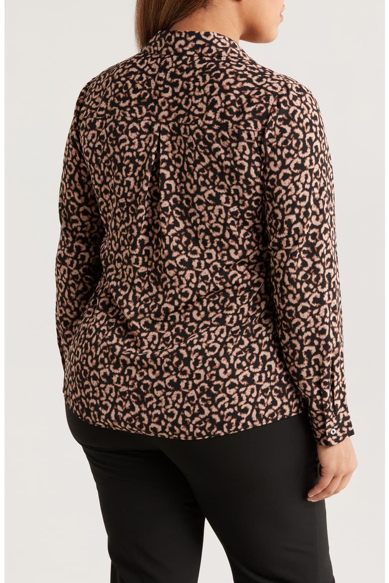 Abstract Animal Print Top, Alternate, color, BROWN MULTI