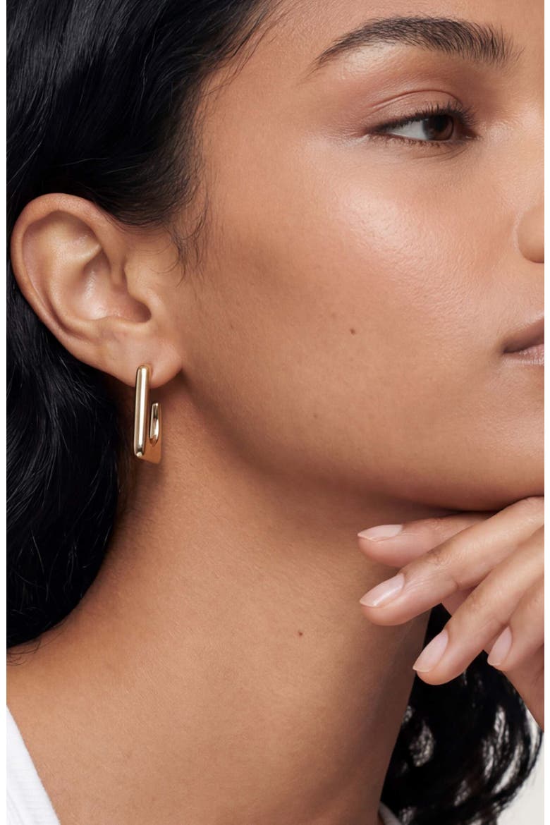 Geometric Hoop Earrings, Alternate, color, GOLD