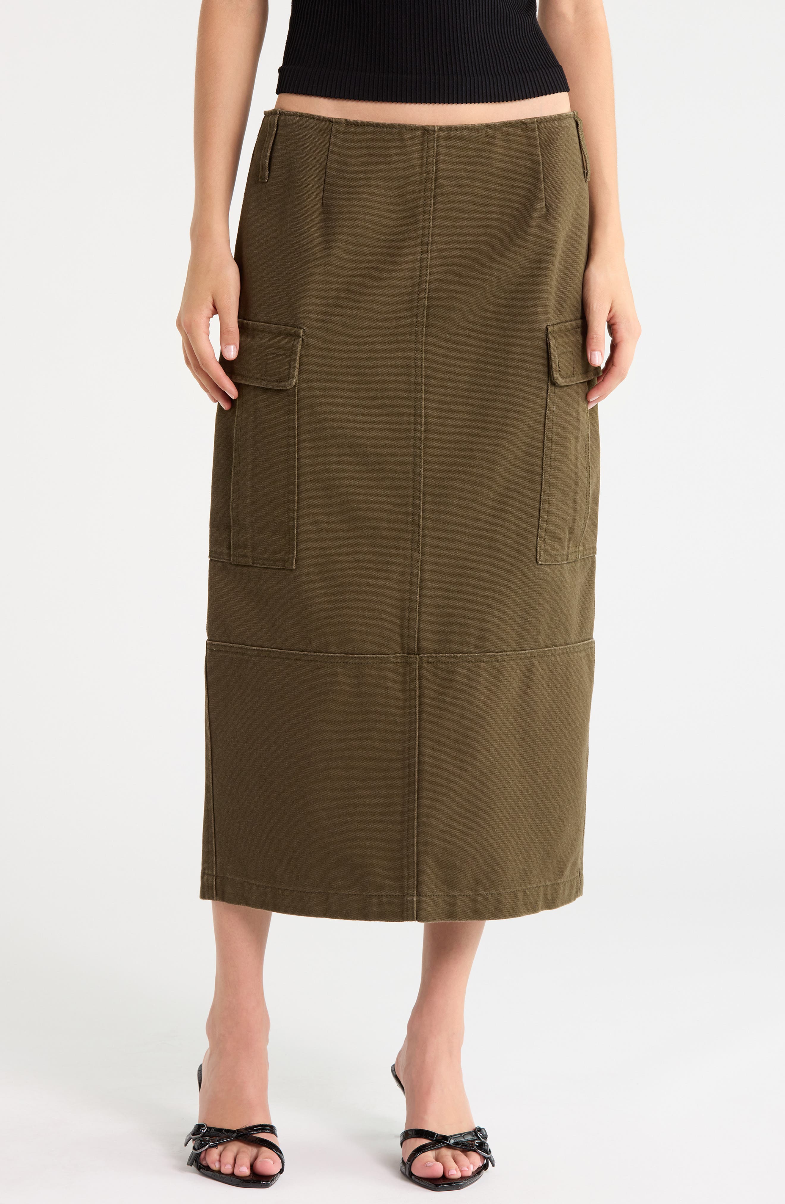 Slim Cargo Canvas Skirt