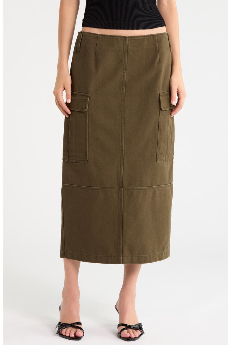 Slim Cargo Canvas Skirt, Main, color, KELP