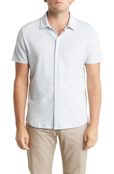 Catalina Short Sleeve Cotton Knit Button-Up Shirt