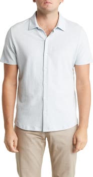 Robert Barakett Catalina Short Sleeve Cotton Knit Button-Up Shirt