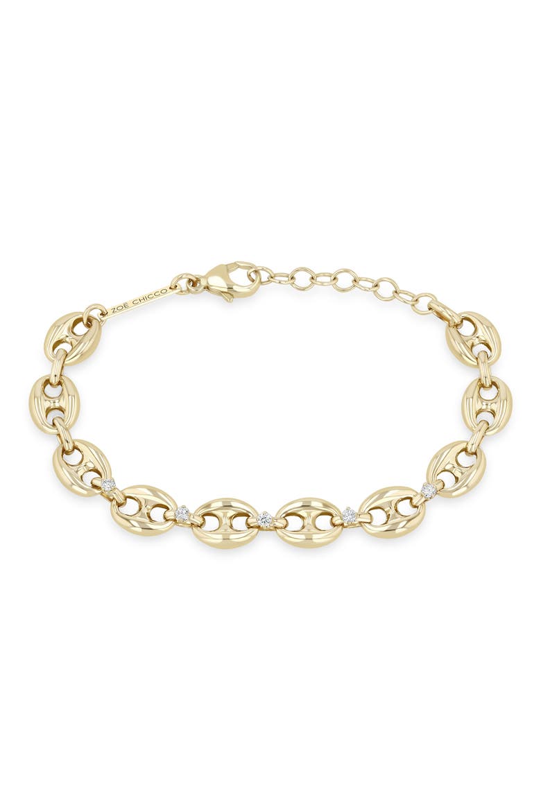 14K Gold Diamond Large Mariner Link Bracelet, Main, color, 14K YELLOW GOLD