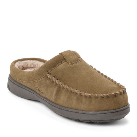 Cow Suede Moc Toe Clog With Tab Detail Slippers
