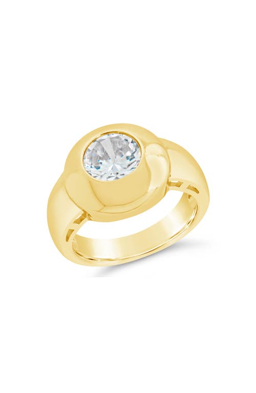 Sterling Forever Zora Cubic Zirconia Dome Signet Statement Ring In Gold