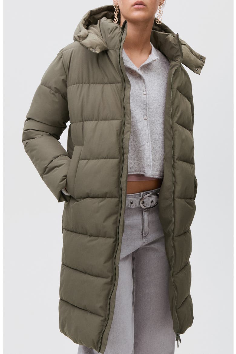 Hooded Puffer Coat, Alternate, color, KHAKI GREEN