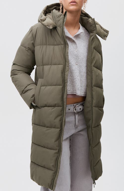 Mango Teen Hooded Puffer Coat In Green