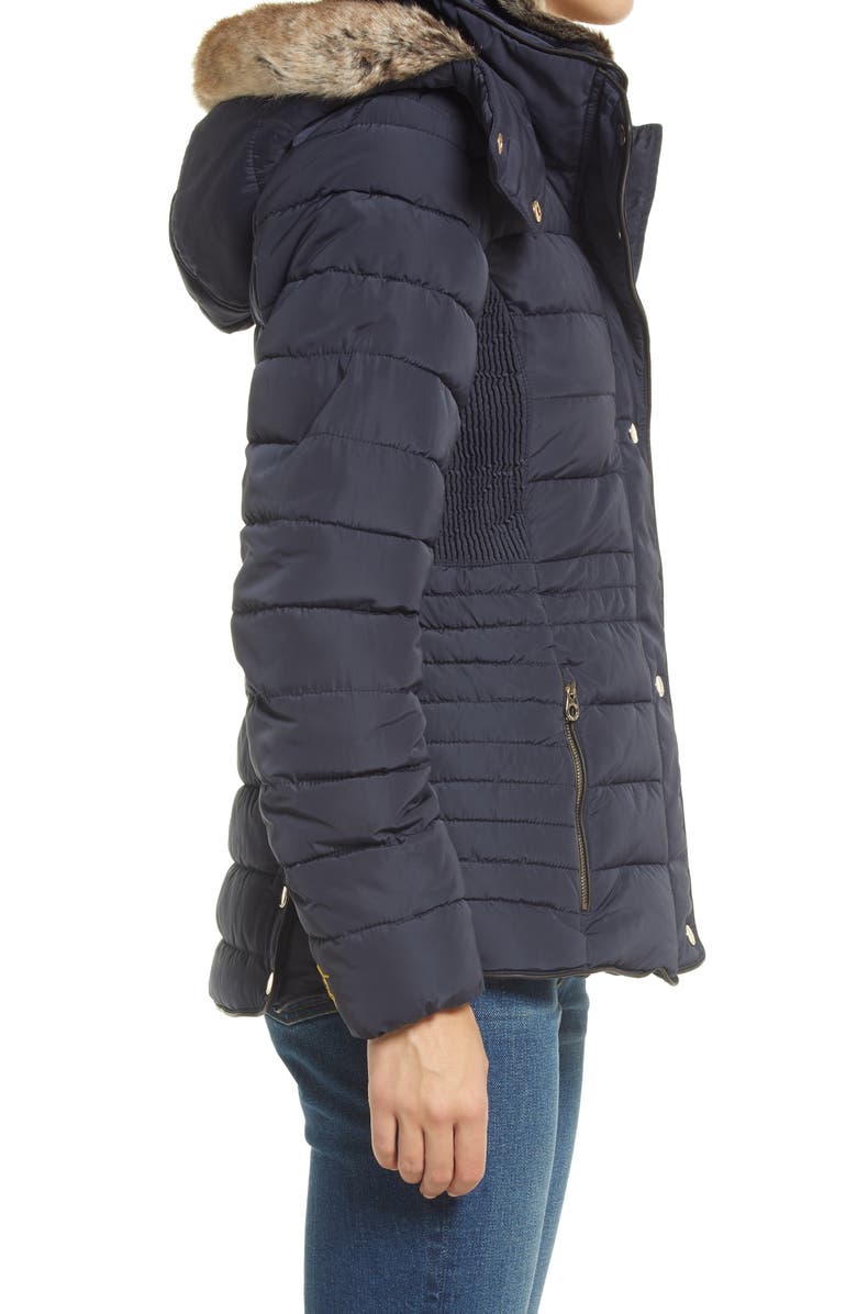 Joules Gosway Water Resistant Puffer Jacket with Removable Hood & Faux Fur Trim, Alternate, color, 