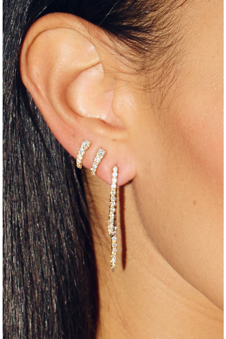 Diamond Linear Front-Back Earrings, Alternate, color, YELLOW GOLD