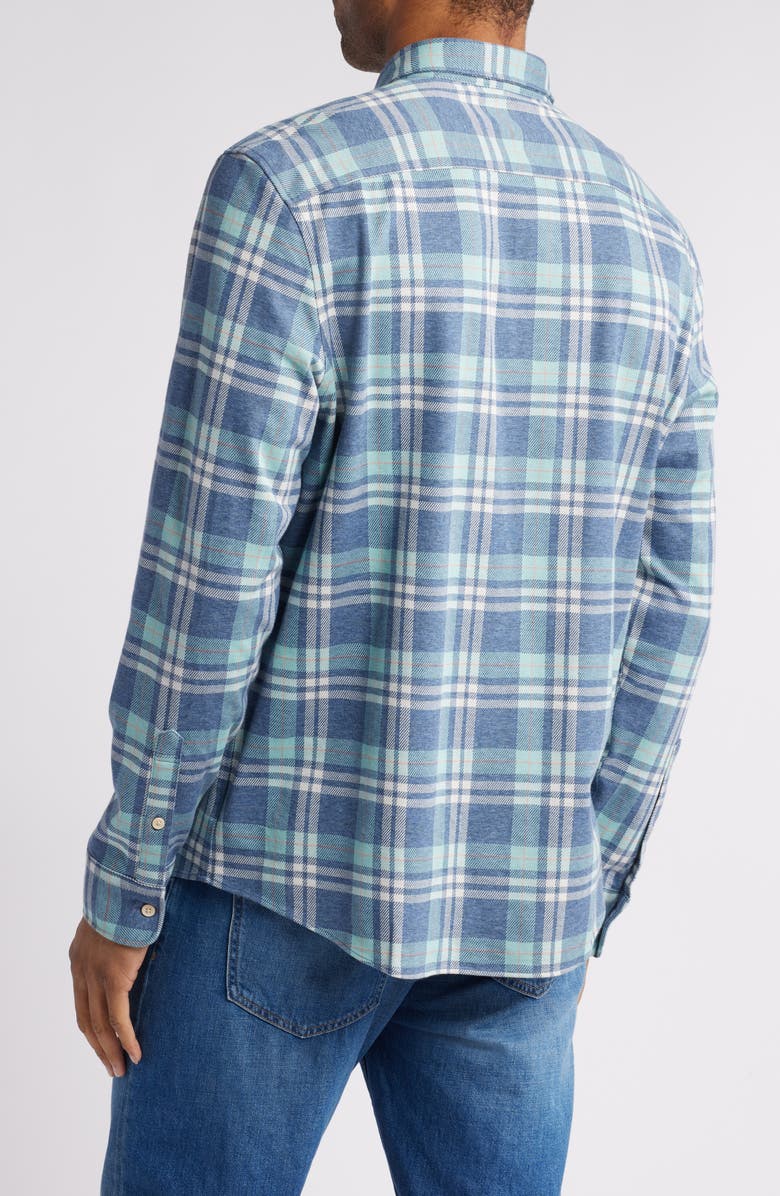 Faherty Coastline Knit Button-Down Shirt, Alternate, color, Holbrook Island Plaid