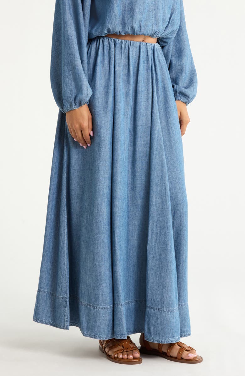 Faherty Tried & True Chambray Maxi Skirt, Alternate, color, River Mist Wash