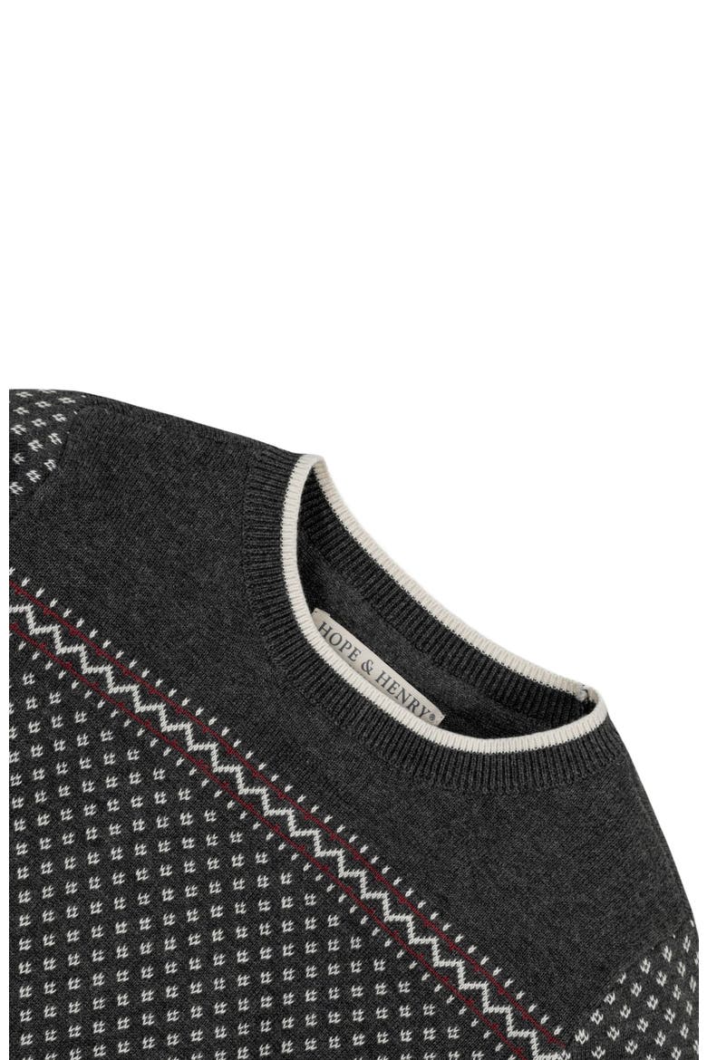 Baby Boys' Organic Intarsia Crew Neck Sweater, Infant, Alternate, color, Charcoal Heather Birdseye