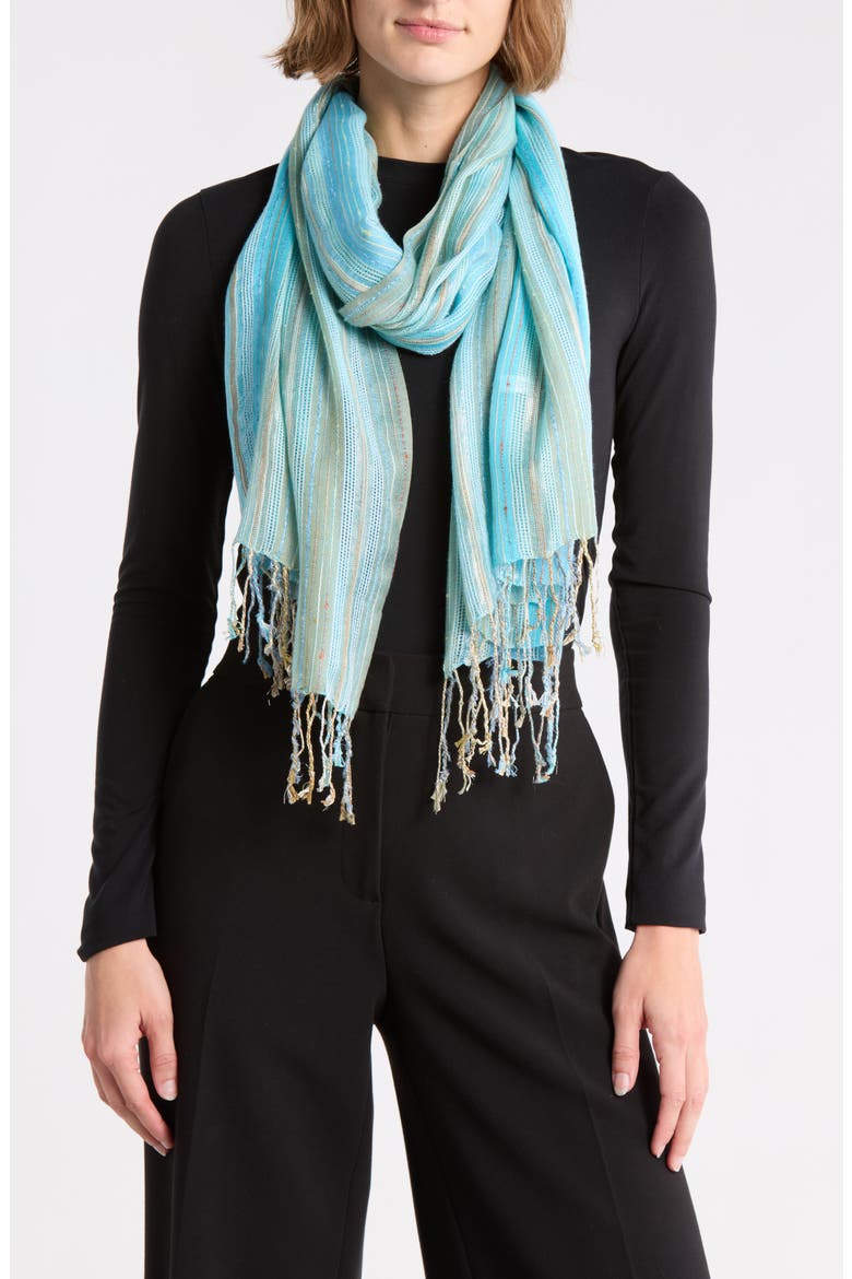 Multicolored Stripe Scarf, Main, color, BLUE