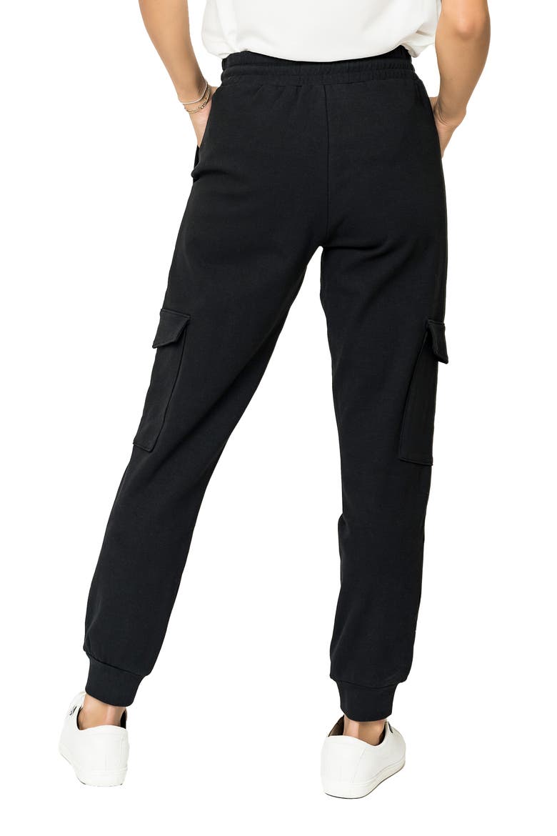 Gigi Essential Soft Stretch Cotton Ponte Cargo Joggers, Alternate, color, BLACK
