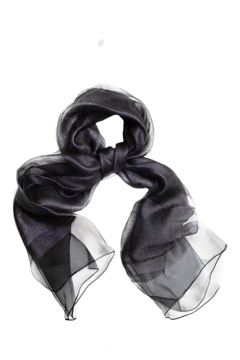 Sheer Silk Scarf, Alternate, color, NAVY