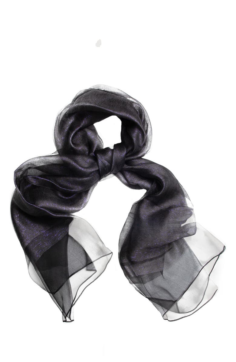 SAACHI Sheer Silk Scarf, Alternate, color, Navy