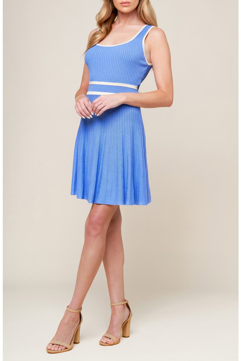 Stripe Sleeveless Sweater Minidress, Alternate, color, BLUE/ IVORY