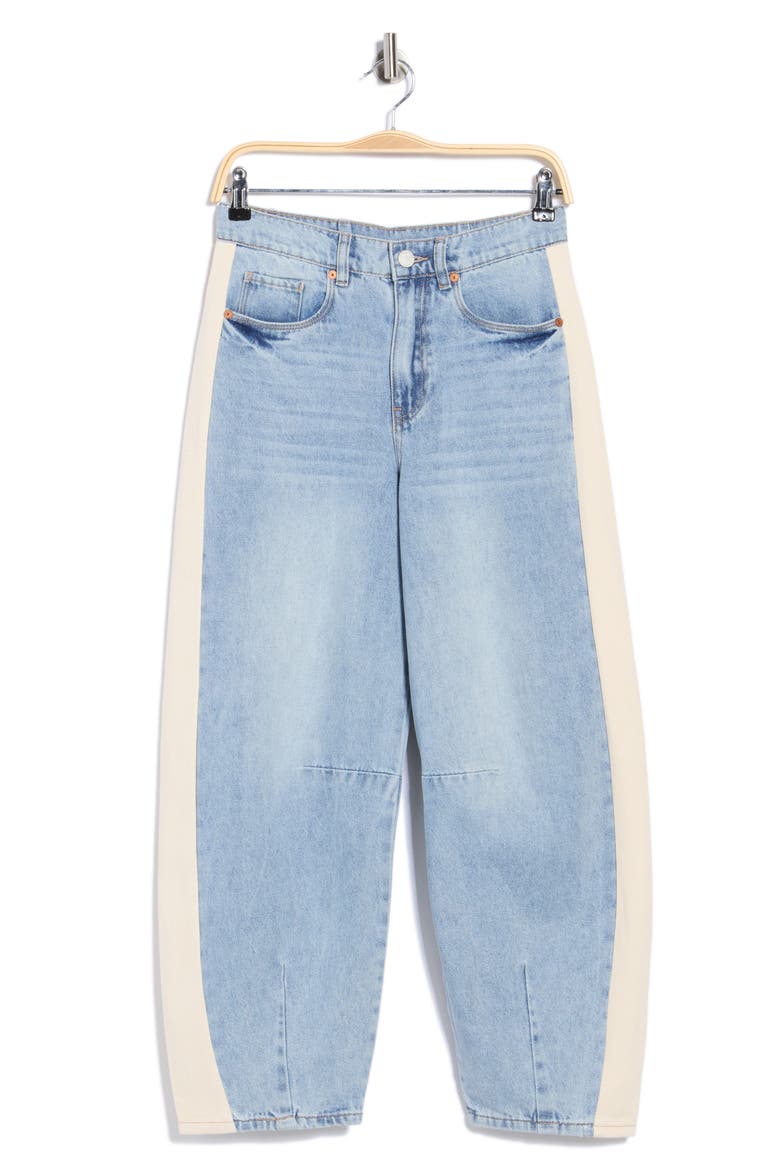 The Bowery Colorblock Barrel Leg Jeans, Main, color, SELF CARE