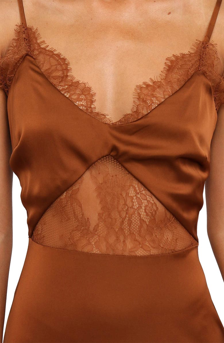 Petal & Pup Ariel Lace Trim Slipdress, Alternate, color, Rust