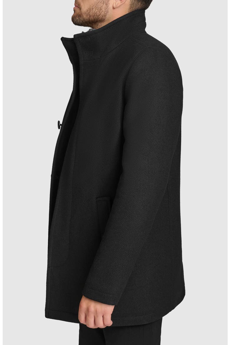 Wool Blend Twill Car Coat, Alternate, color, BLACK