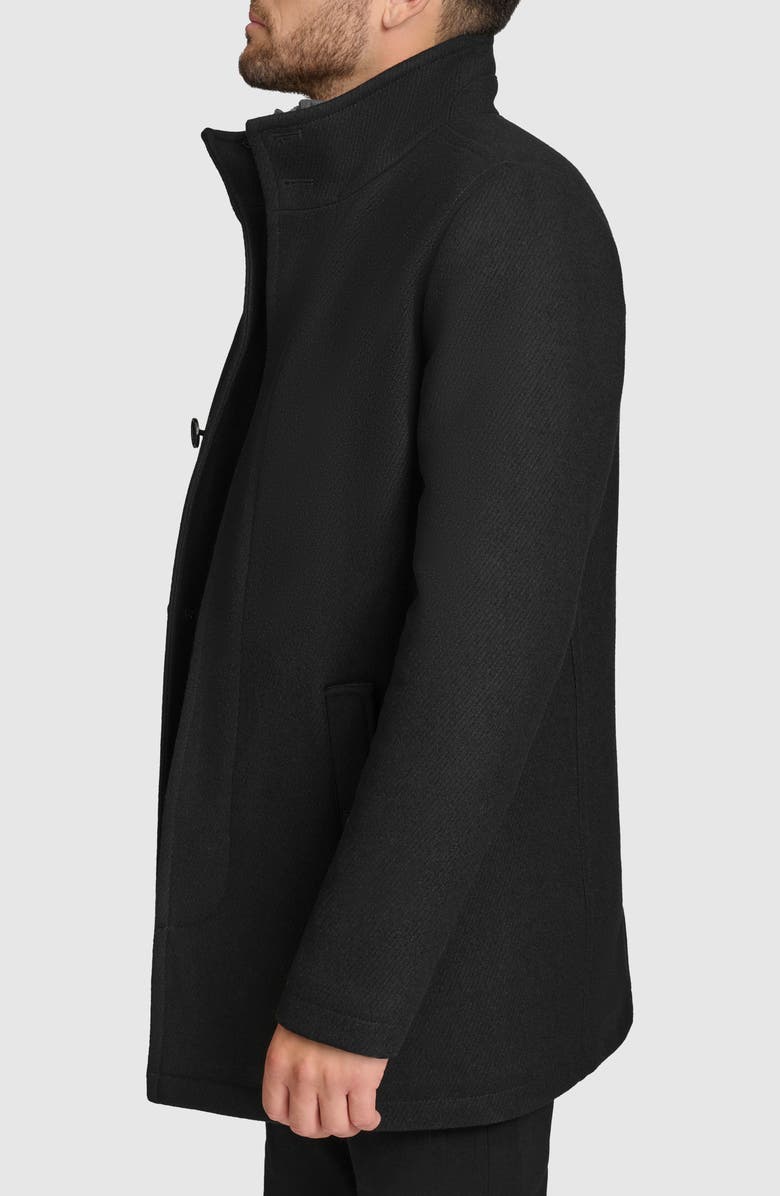 Andrew Marc Wool Blend Twill Car Coat, Alternate, color, Black