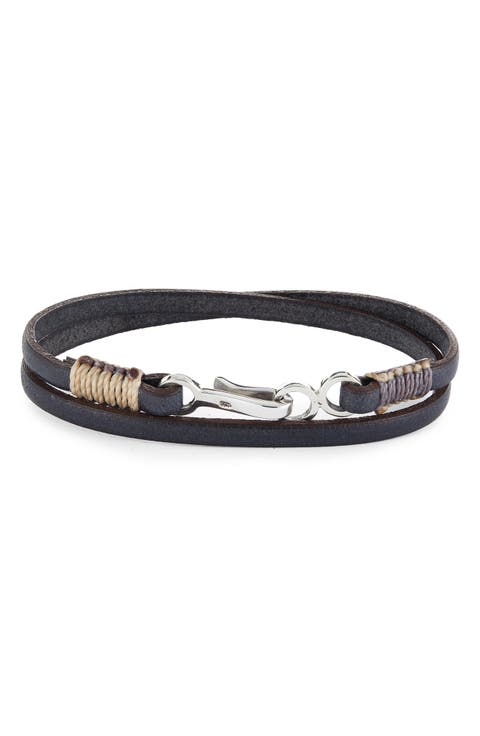Men's Euro Leather Double Wrap Bracelet