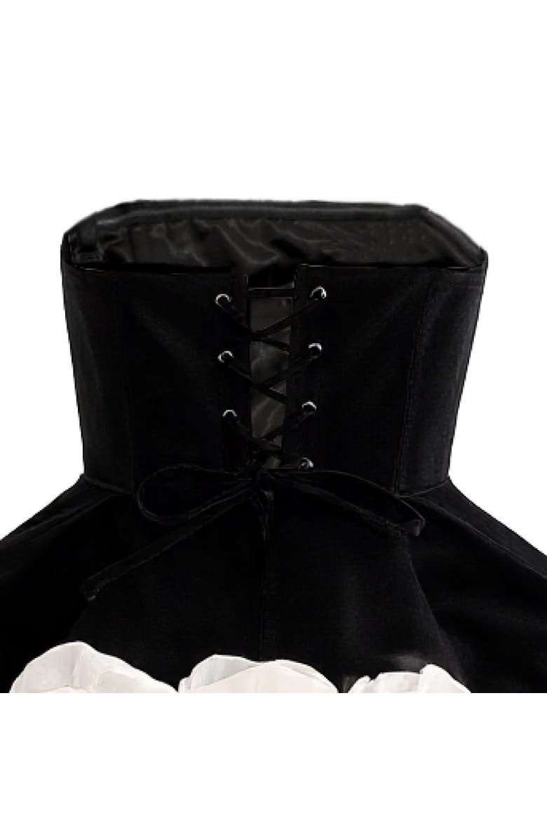 Tulleen Floral Strapless Dress, Alternate, color, Black