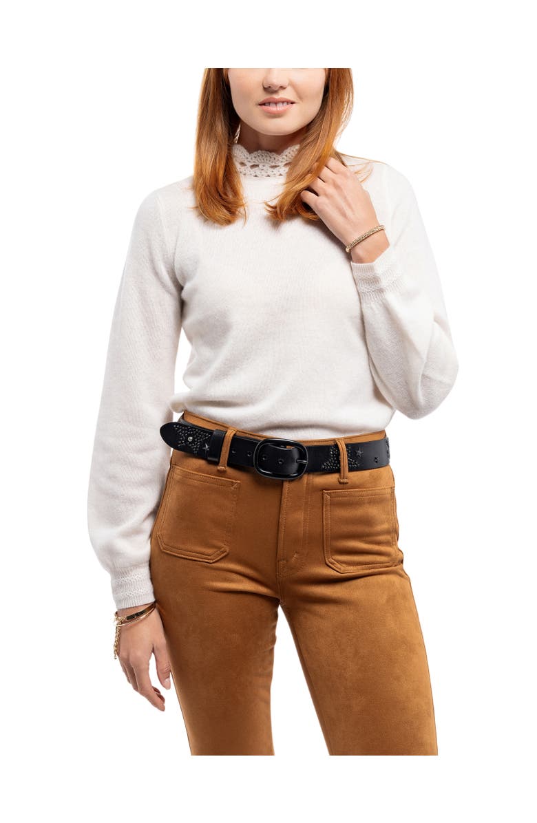 OLD TREND Glory Genuine Leather Star Studded Heritage Belt, Alternate, color, Black