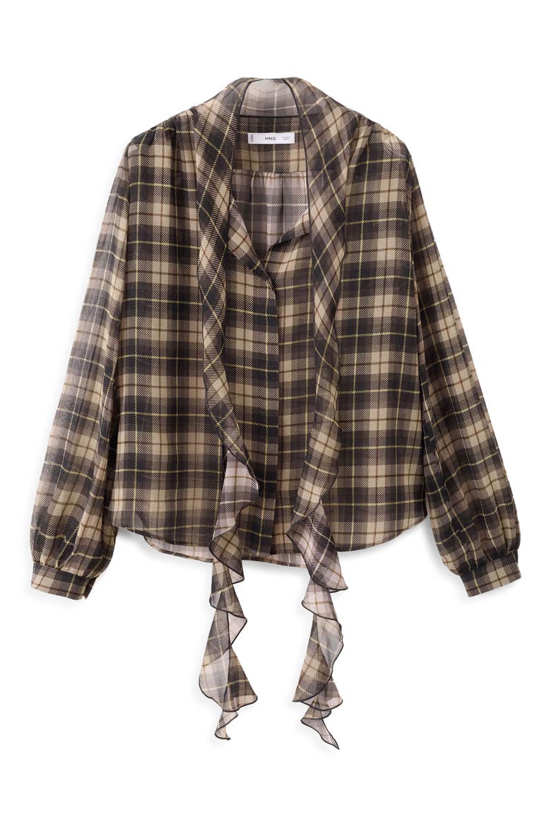 Scott Plaid Pussybow Top, Main, color, BLACK