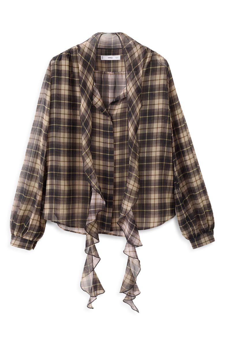 MANGO Scott Plaid Pussybow Top, Main, color,