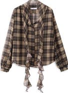 MANGO Scott Plaid Pussybow Top