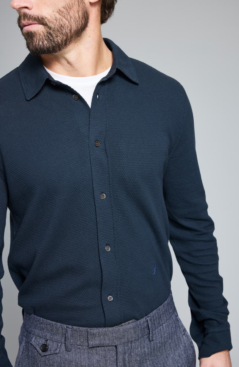 Billy Reid Textured Cotton Button-Up Shirt, Alternate, color, Carbon Blue