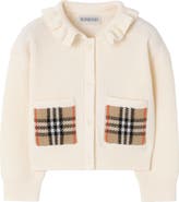 Burberry Girls' Check Pocket Cotton Wool Cardigan