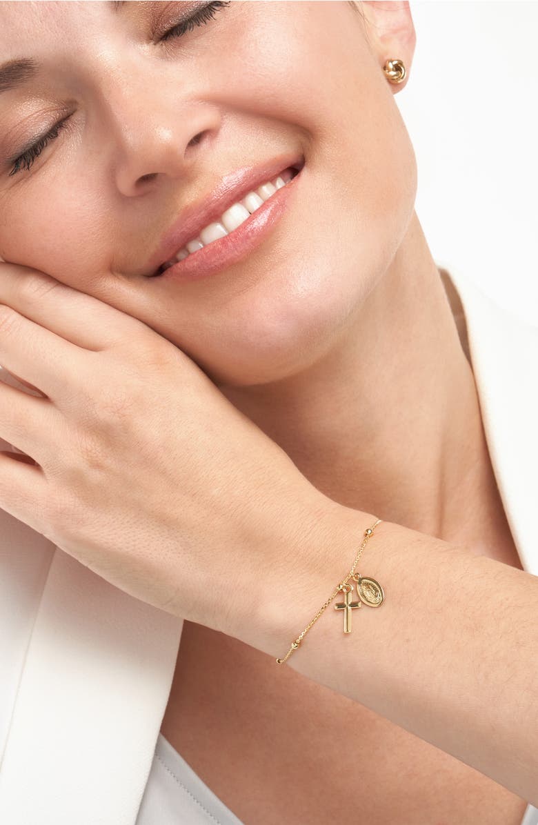 HAWLEY ST 14K Gold Virgin Mary & Cross Charm Chain Bracelet, Alternate, color, 