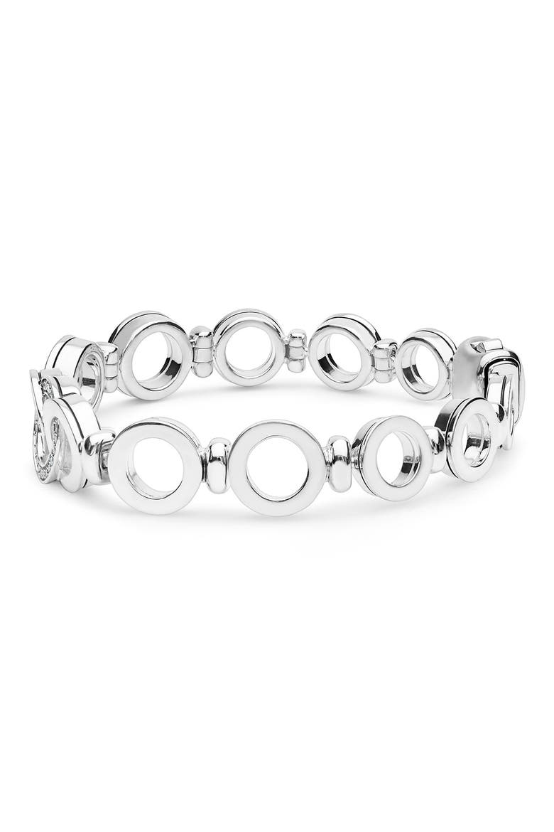 Signature Caviar Interlocking Diamond Link Bracelet, Alternate, color, SILVER