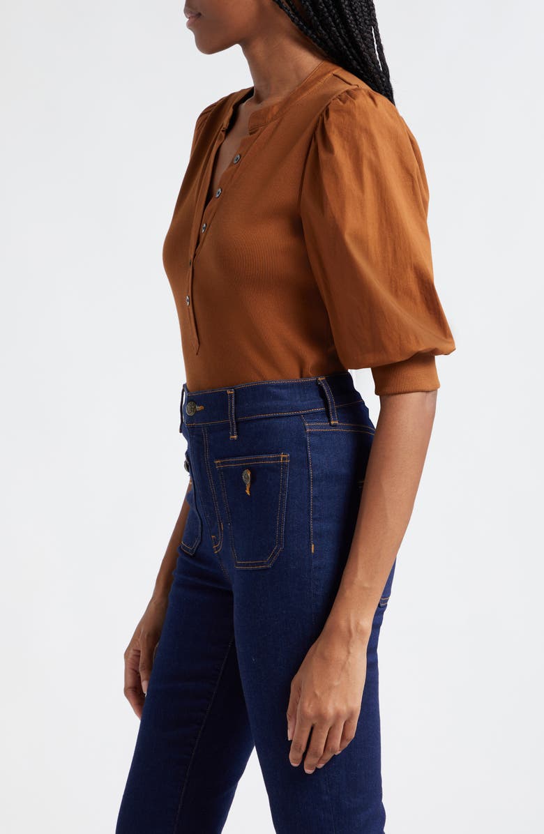 Veronica Beard Coralee Front Button Blouse, Alternate, color, Ochre